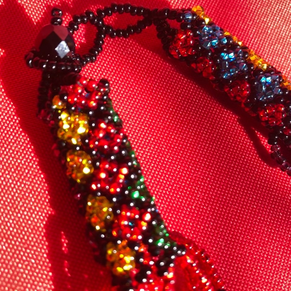 Intricate Beaded, Multicolored Statement Necklace - image 4